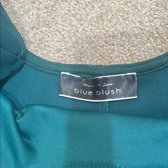 Blue Blush Green Asymmetrical Ruched Bodycon Dress - Picture 2 of 3